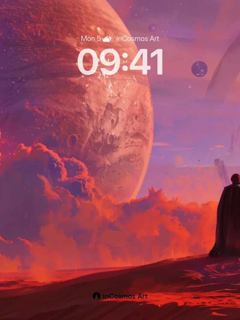 Crimson Horizon Wallpaper with Celestial Silhouette