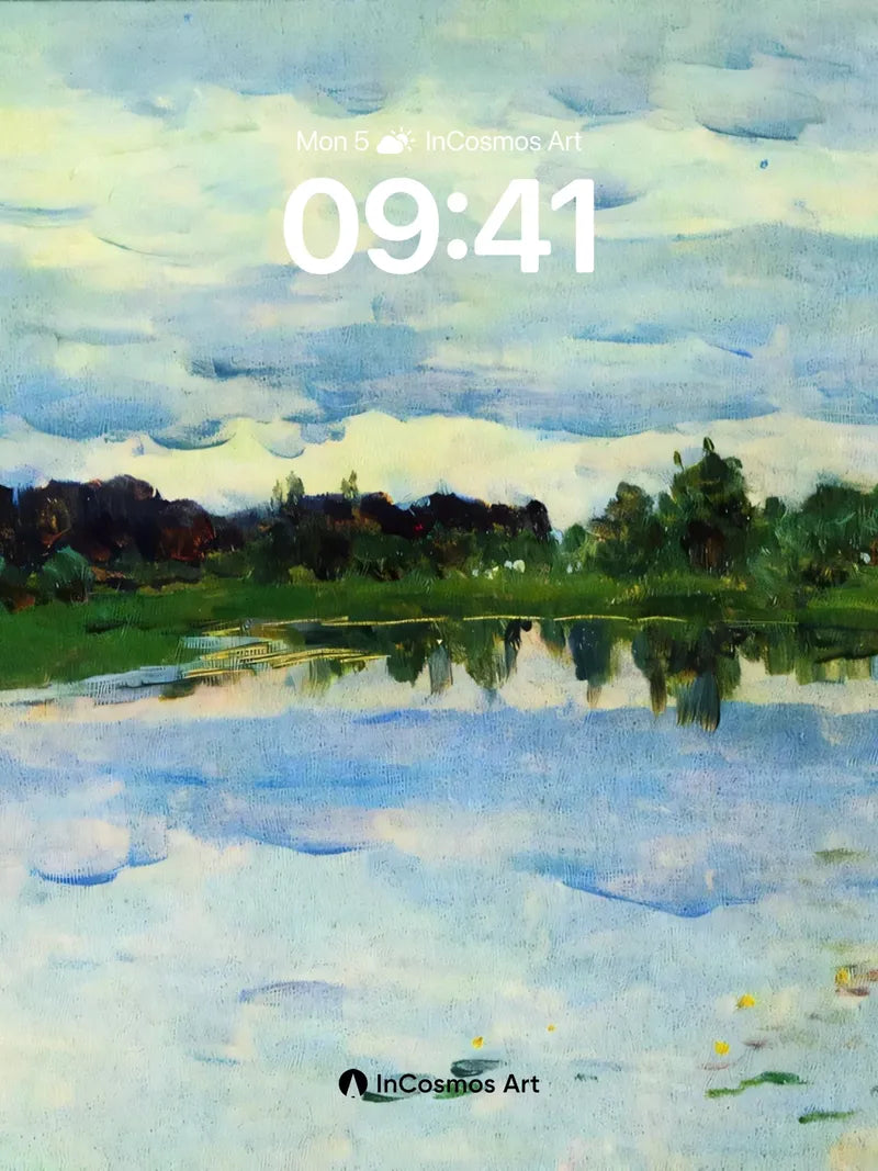 Serene Watercolor Wallpaper with Floating Light