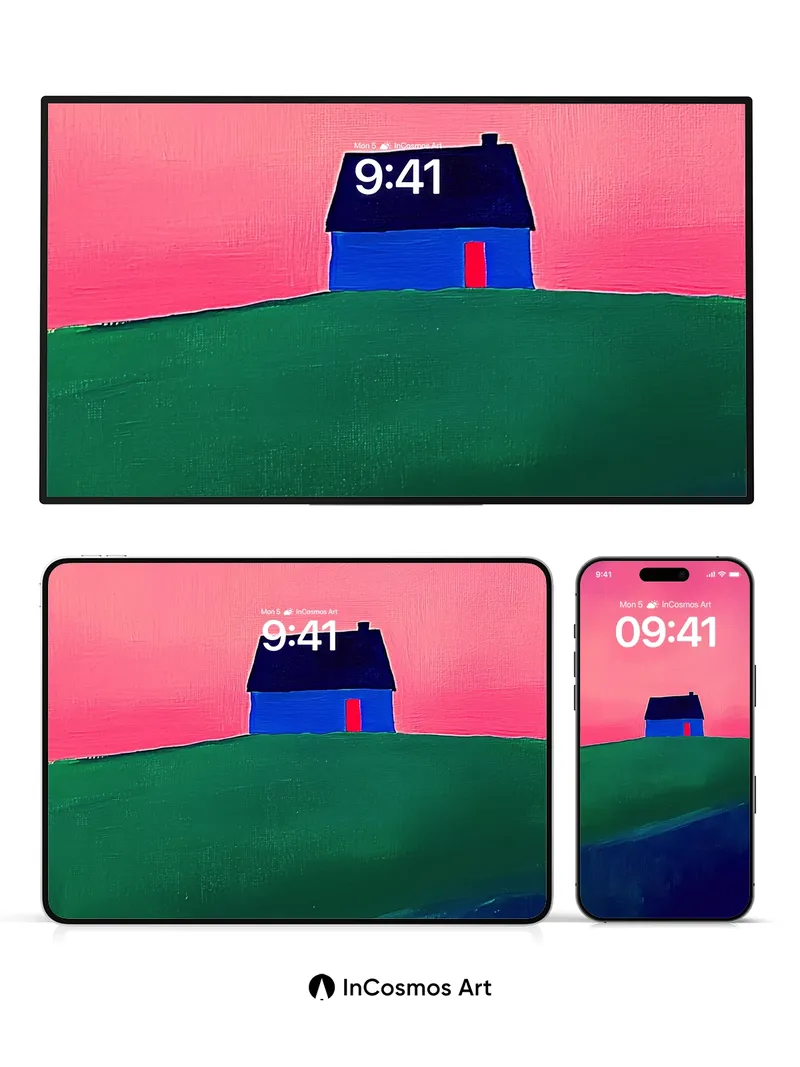 Silent Hillside Wallpaper with Crimson Sky