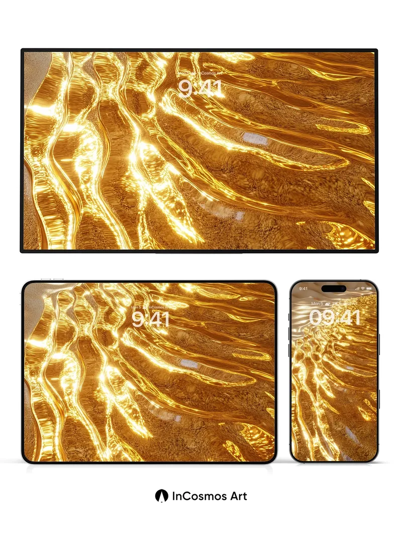 Golden Current Wallpaper with Liquid Light