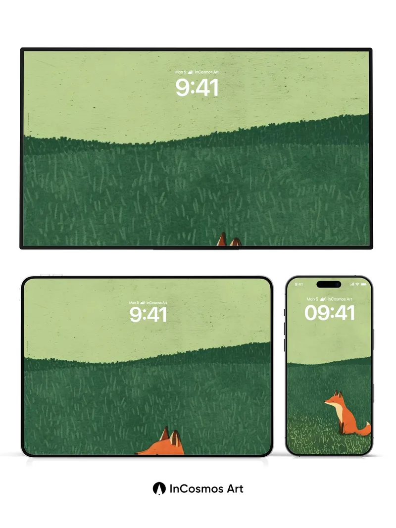 Quiet Fox Wallpaper with Whispering Grass