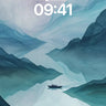 Mist-Woven River Wallpaper with Floating Vessel wallpaper for iPhone, iPad & Mac