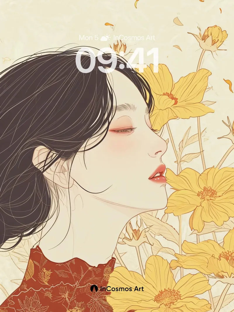 Golden Hush Wallpaper with Whispering Petals wallpaper for iPhone, iPad & Mac