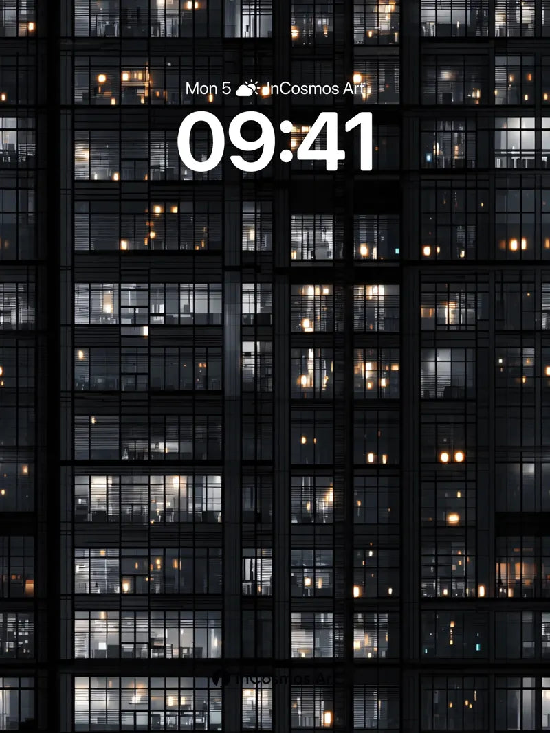 Nocturnal Grid Wallpaper with Flickering Lights