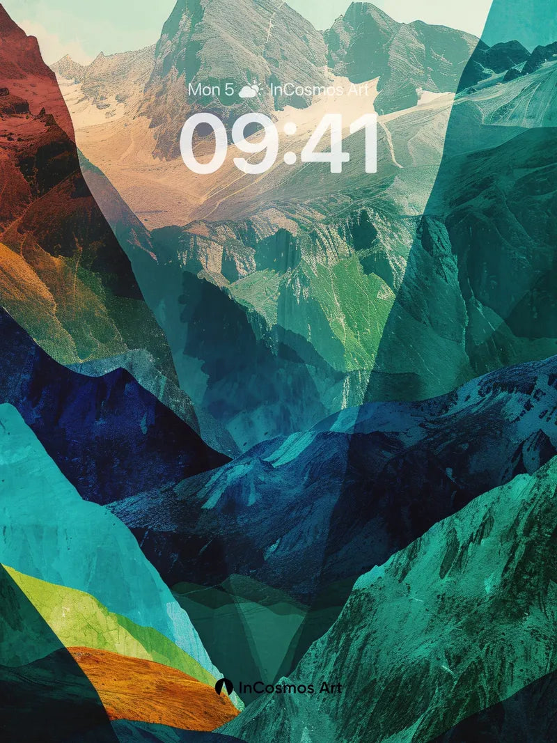 Crimson Veil Wallpaper with Geometric Peaks