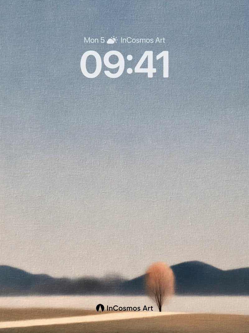 Solitary Tree Background in Soft Haze wallpaper for iPhone, iPad & Mac