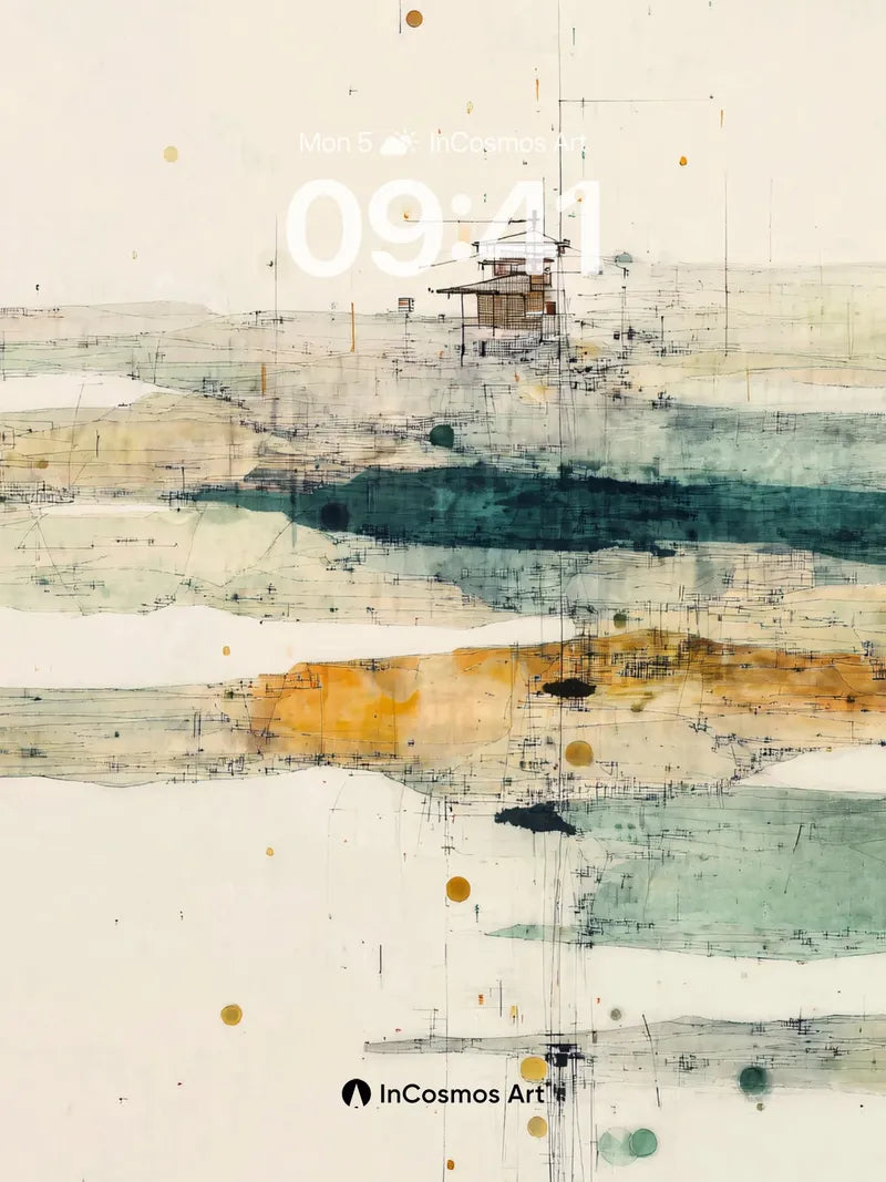 Serene Abstract Landscape Wallpaper with Textured Layers wallpaper for iPhone, iPad & Mac