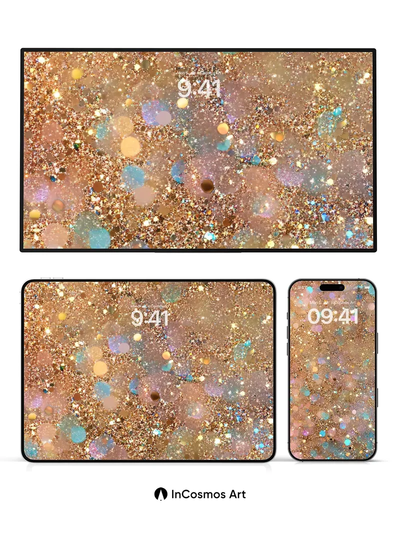 Golden Hush Wallpaper with Iridescent Dots