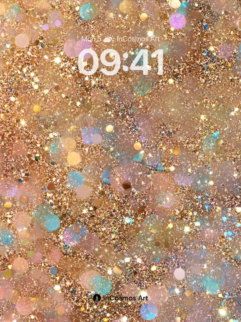 Golden Hush Wallpaper with Iridescent Dots