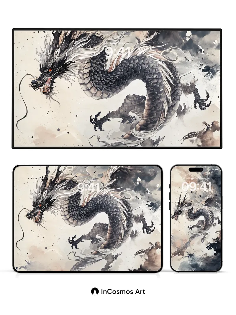 Storm-Whispered Dragon Wallpaper with Ink Veins