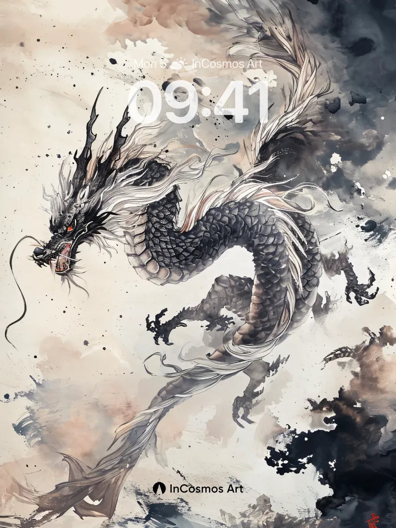Storm-Whispered Dragon Wallpaper with Ink Veins