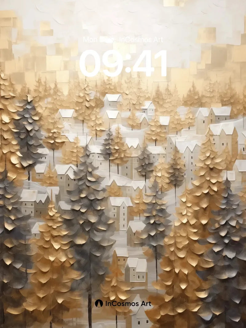 Golden Hush Wallpaper with Paper Forest