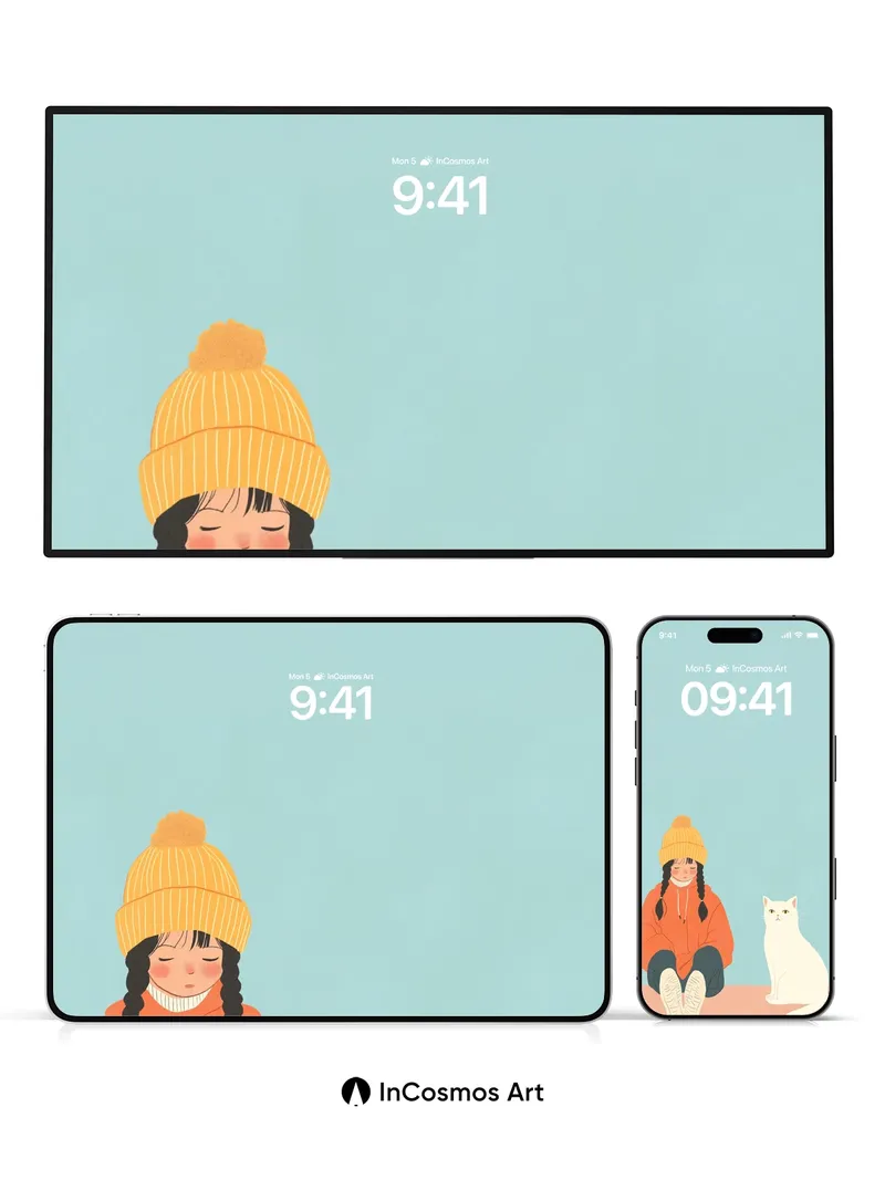 Serene Stillness Wallpaper with Whispering Cat