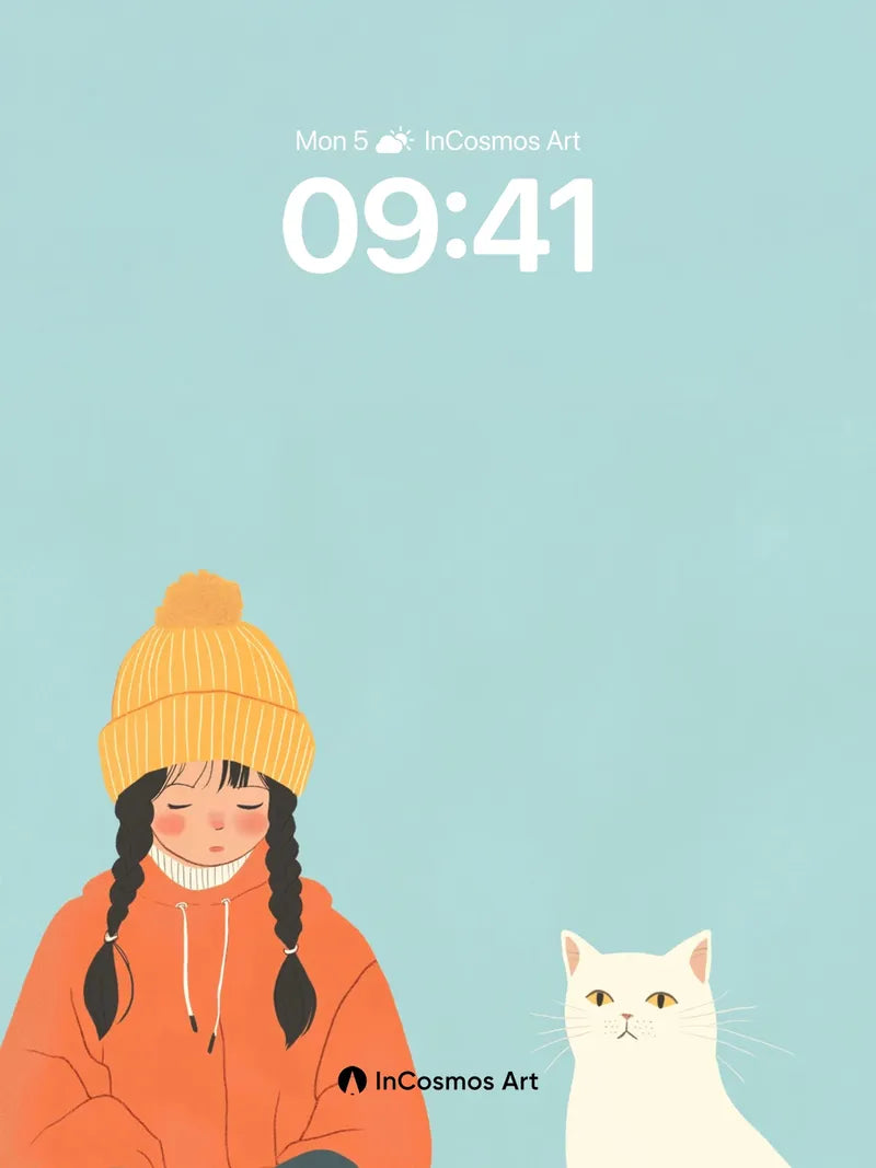 Serene Stillness Wallpaper with Whispering Cat