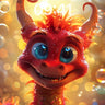 Gleaming Ember Dragon Wallpaper with Floating Bubbles wallpaper for iPhone, iPad & Mac