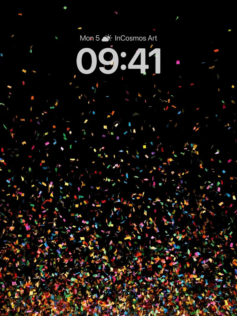 Chaos Bloom Wallpaper with Falling Rainbow Fragments