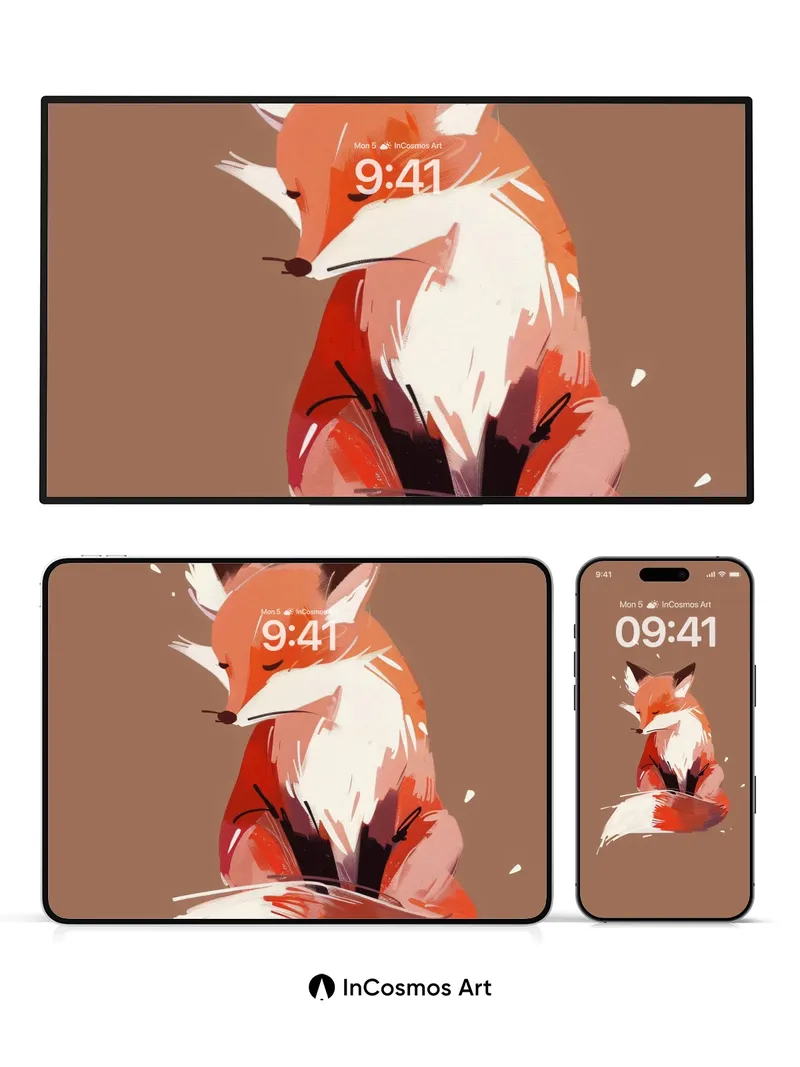 Serenity Fox Wallpaper with Whispering Brushstrokes