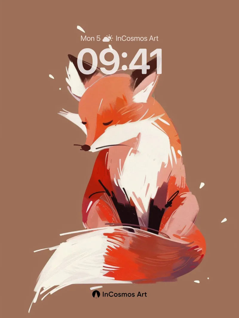 Serenity Fox Wallpaper with Whispering Brushstrokes