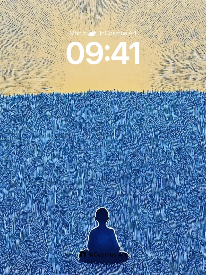 Serenity Field Wallpaper with Midnight Contemplation