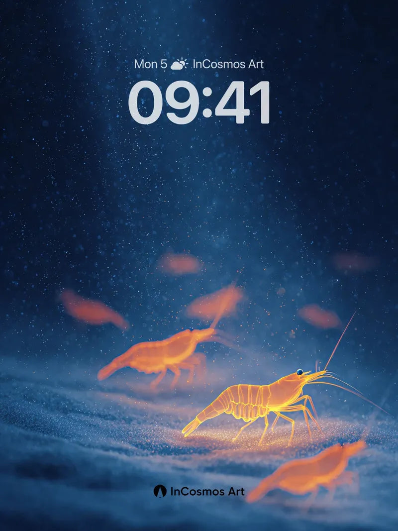 Luminous Abyss Wallpaper with Amber Crustaceans wallpaper for iPhone, iPad & Mac
