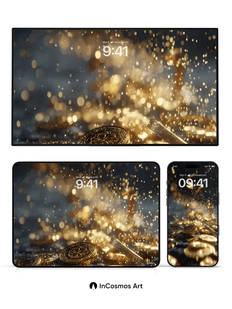 Golden Rain Wallpaper with Floating Light Dust