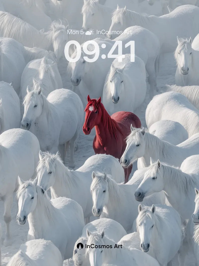Surreal Solitude Wallpaper with Crimson Stallion wallpaper for iPhone, iPad & Mac