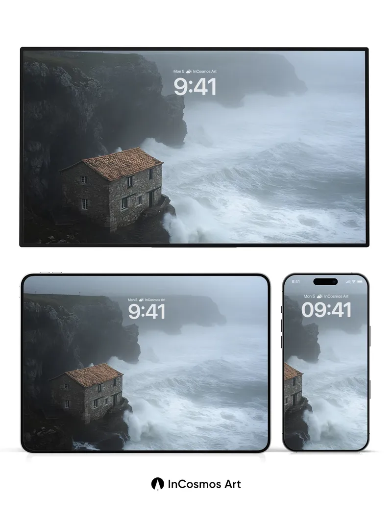 Storm-Clad Stone Wallpaper with Sea's Roar