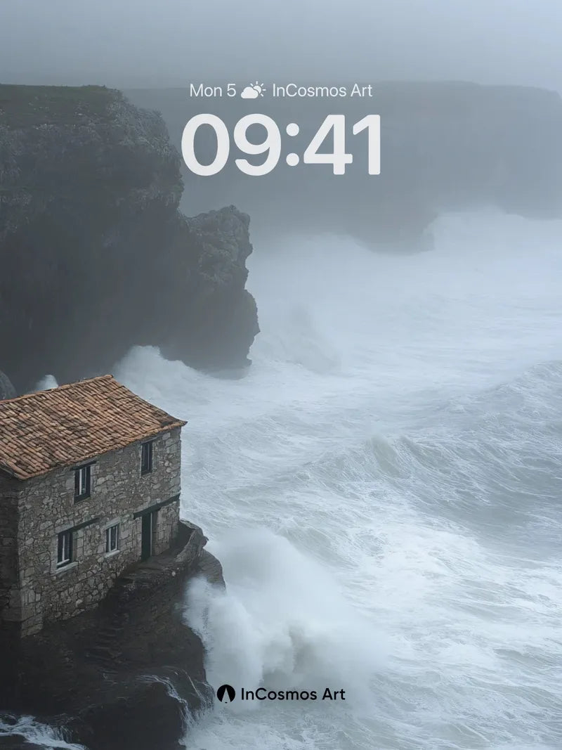 Storm-Clad Stone Wallpaper with Sea's Roar
