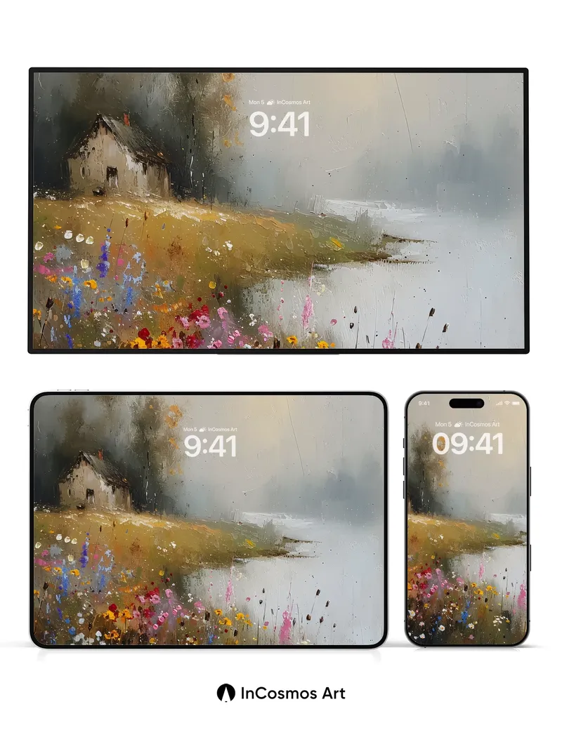 Misty Meadow Wallpaper with Whispering Wildflowers