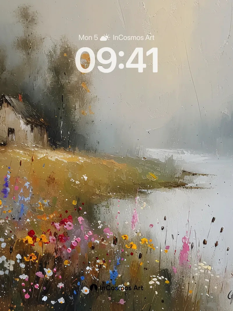 Misty Meadow Wallpaper with Whispering Wildflowers