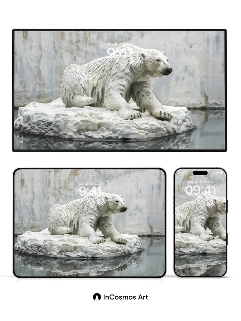 Serenity on Ice Wallpaper with Polar Reflection