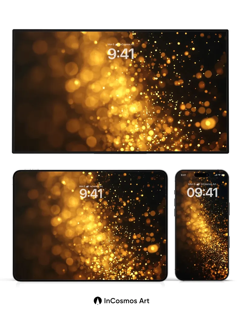 Golden Dust Wallpaper with Floating Light Trails