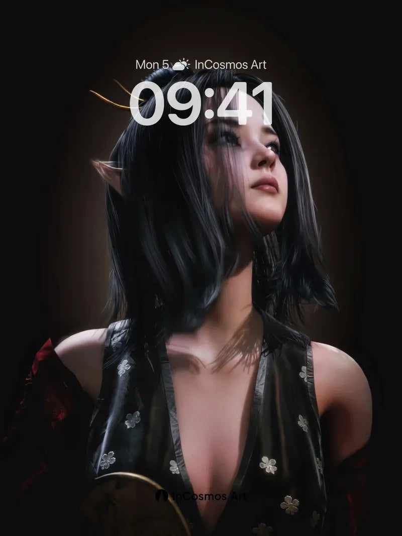 Shadowed Elegance Wallpaper with Elven Grace