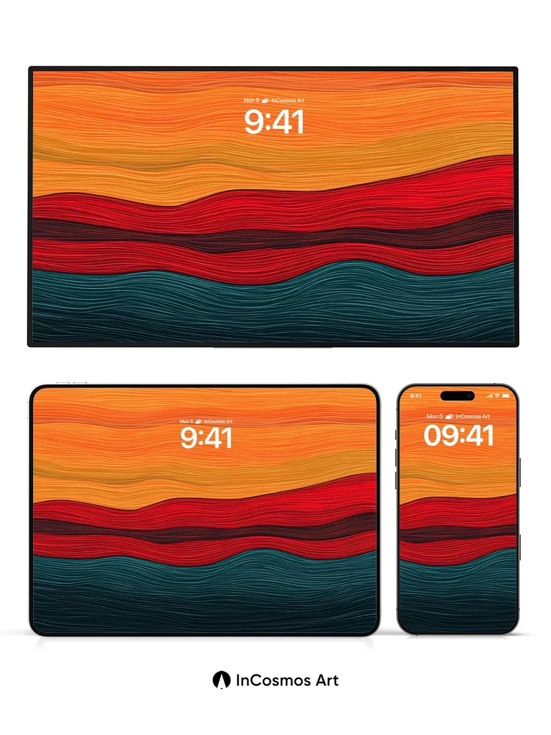 Fiery Horizon Wallpaper with Liquid Strata