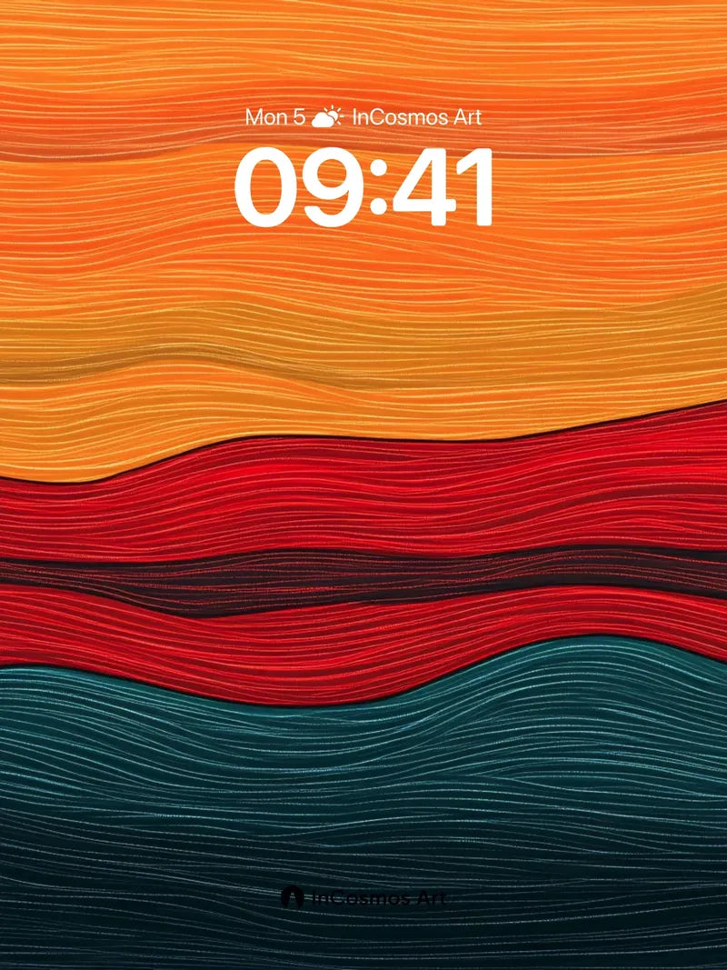 Fiery Horizon Wallpaper with Liquid Strata