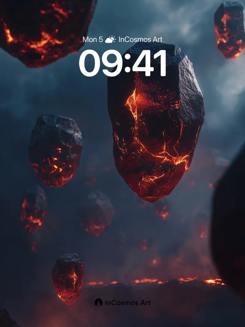 Lava-veined Meteor Wallpaper with Floating Crust