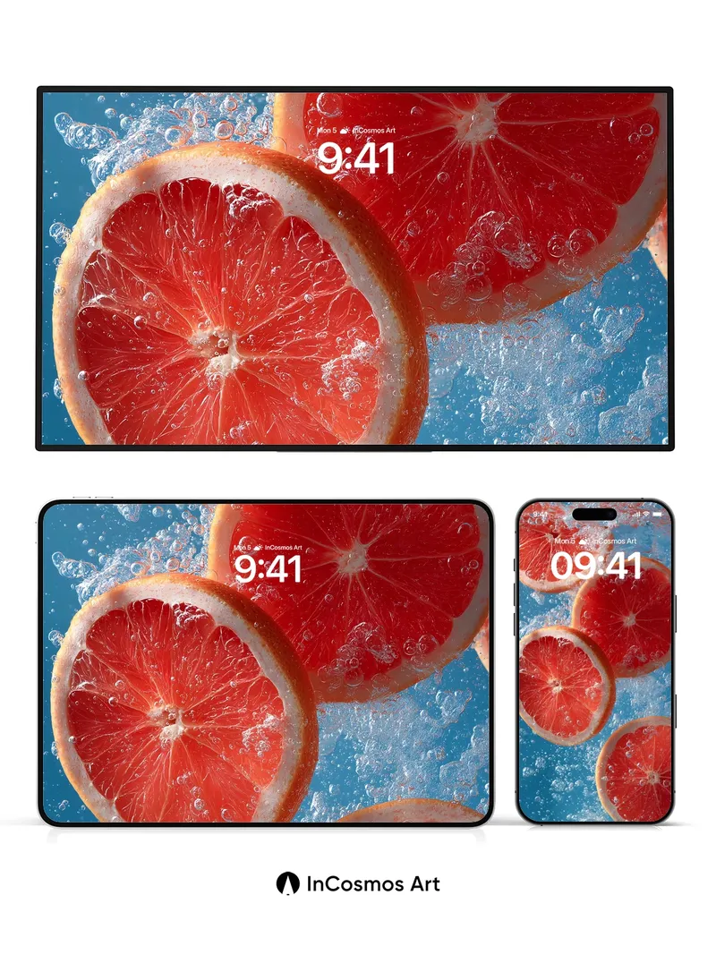 Crisp Citrus Splash Wallpaper with Bubbling Light