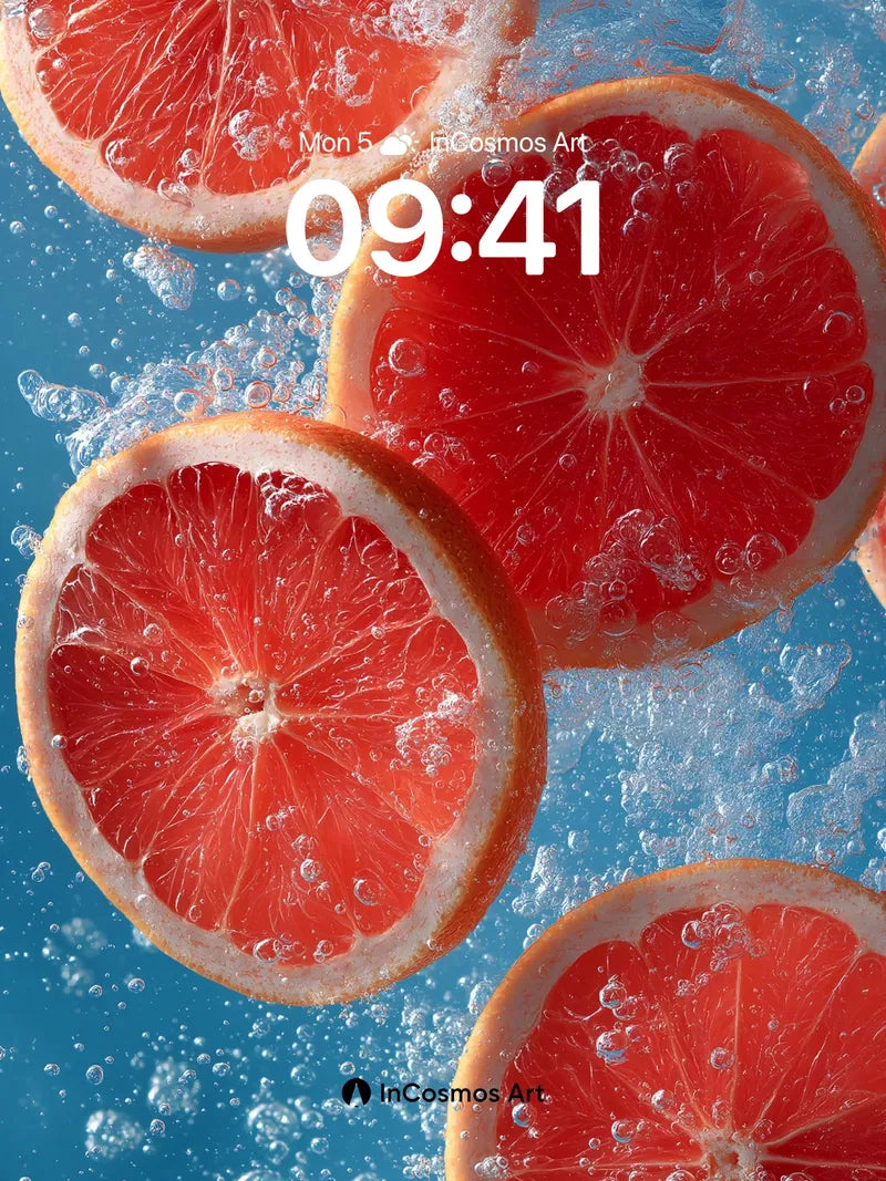 Crisp Citrus Splash Wallpaper with Bubbling Light