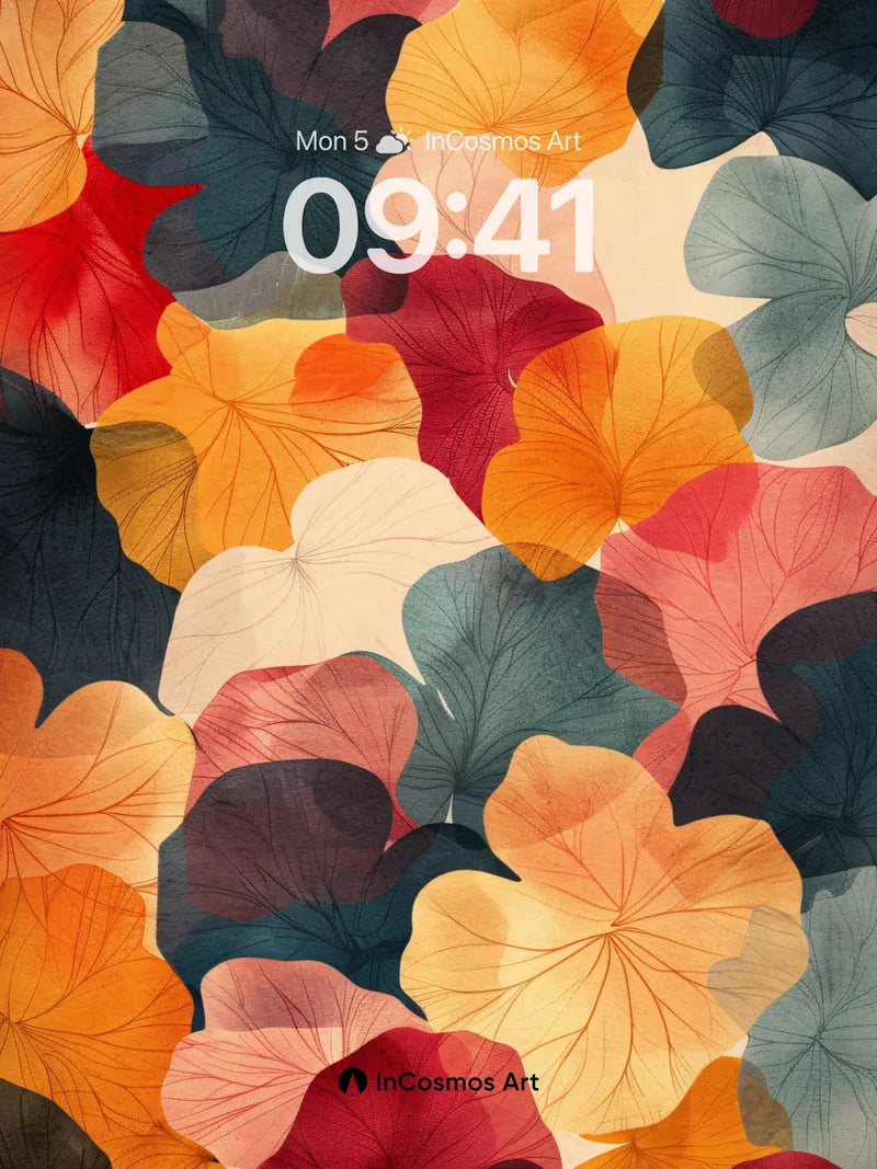 Autumn Hush Wallpaper with Veined Leaves