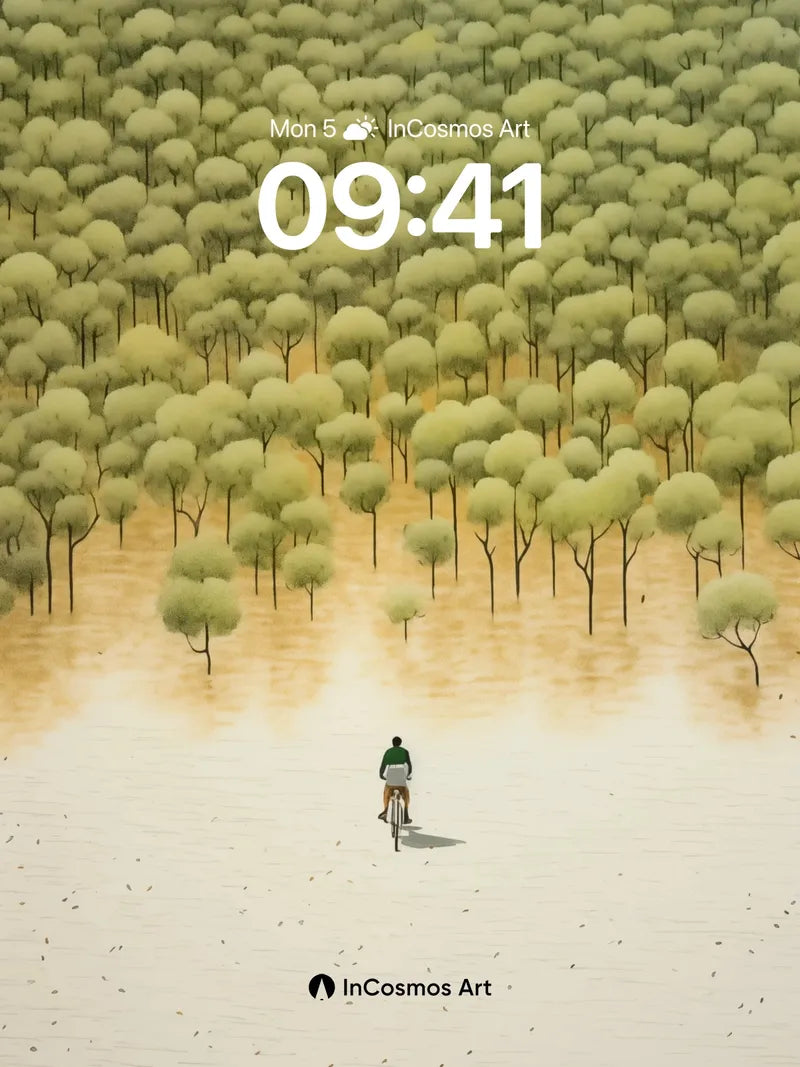 Serenity Forest Wallpaper with Solitary Rider