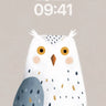 Serene Snow Owl Wallpaper with Speckled Charm wallpaper for iPhone, iPad & Mac