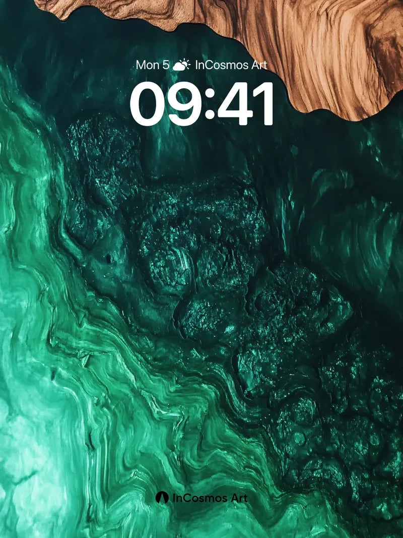 Emerald Abyss Wallpaper with Driftwood Edge