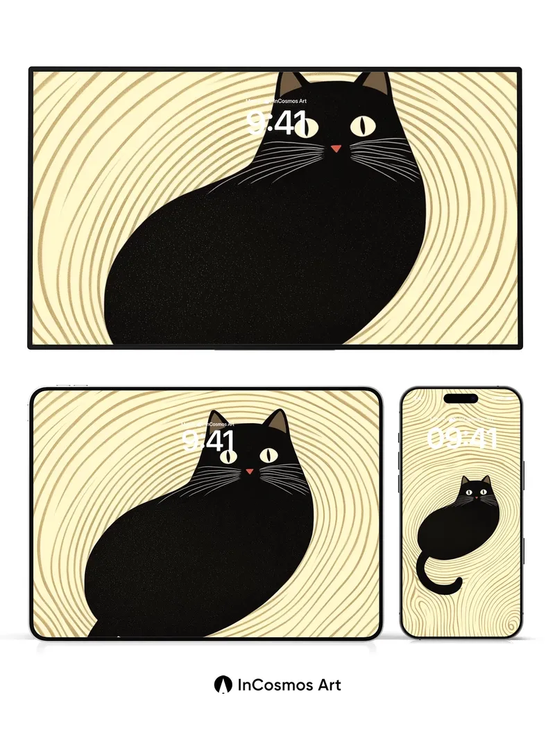 Silent Watcher Wallpaper with Wooden Whirls