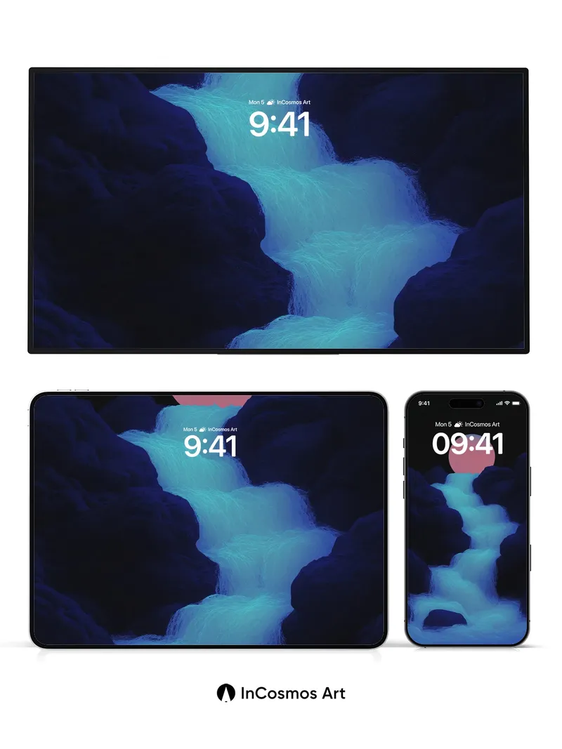 Luminous Cascade Wallpaper with Celestial Glow