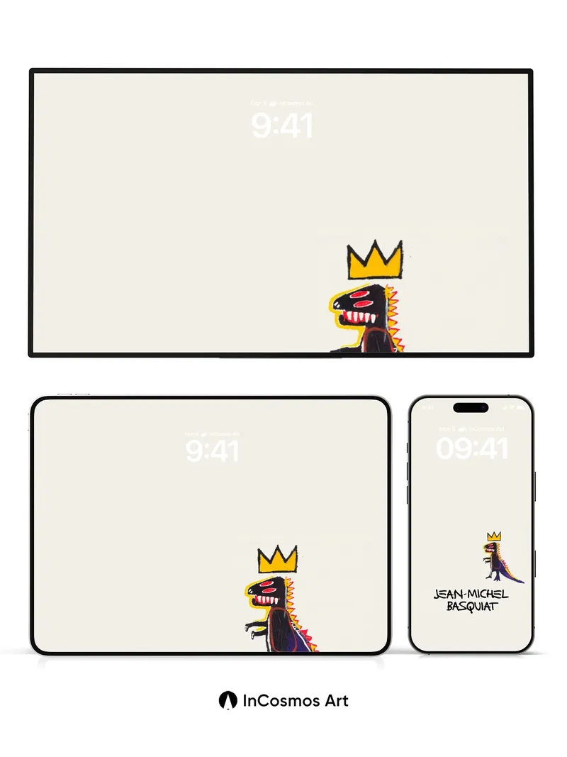 Crowned Dino Wallpaper with Basquiat Edge