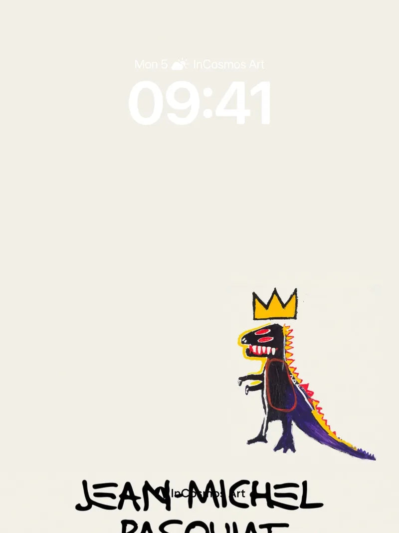 Crowned Dino Wallpaper with Basquiat Edge