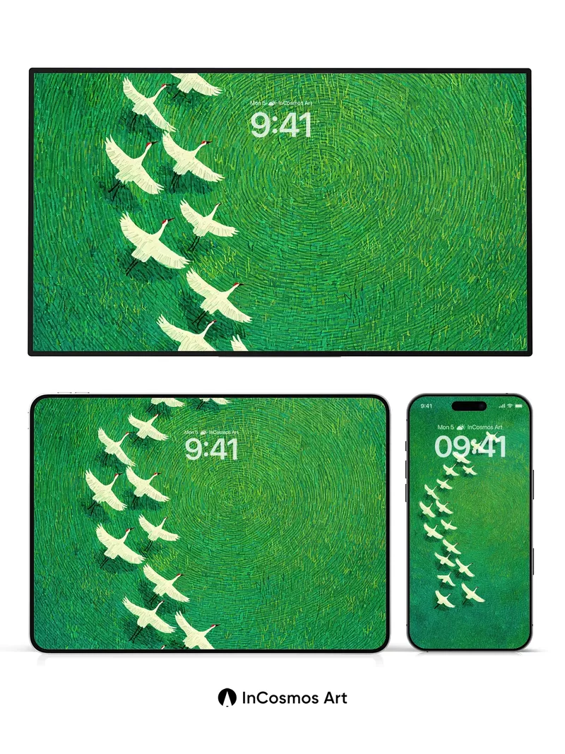 Serenity Flight Wallpaper with Emerald Ripples