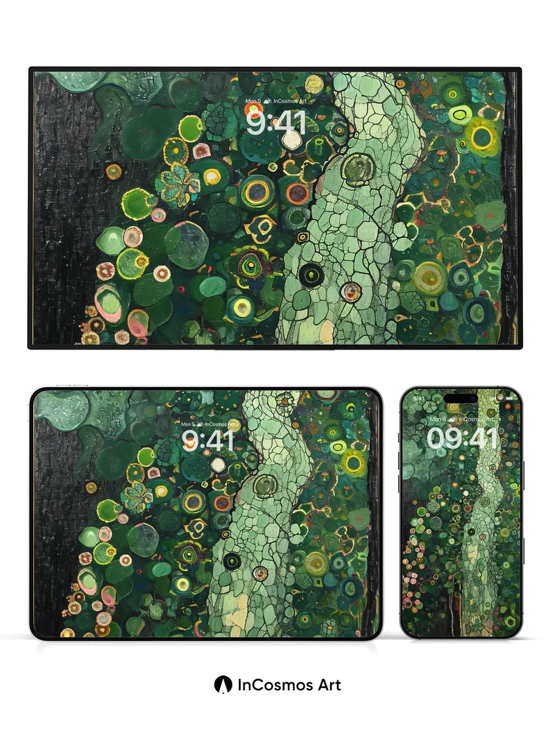 Emerald Vein Wallpaper with Living Circles