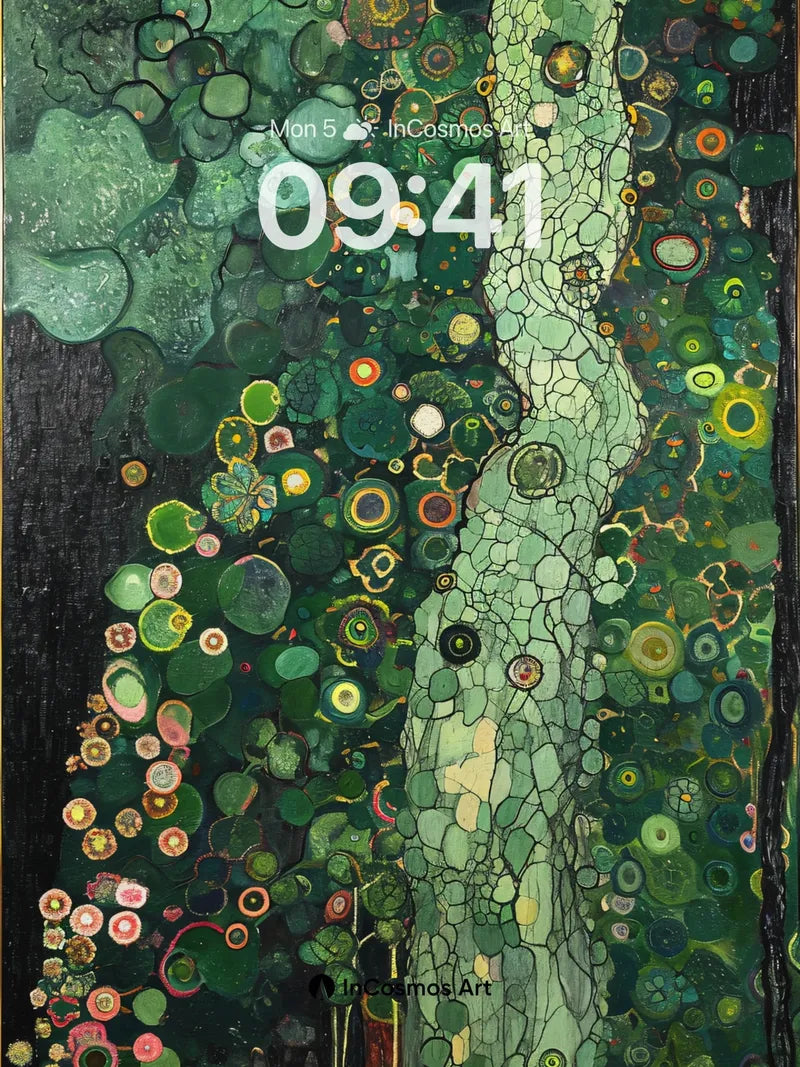 Emerald Vein Wallpaper with Living Circles