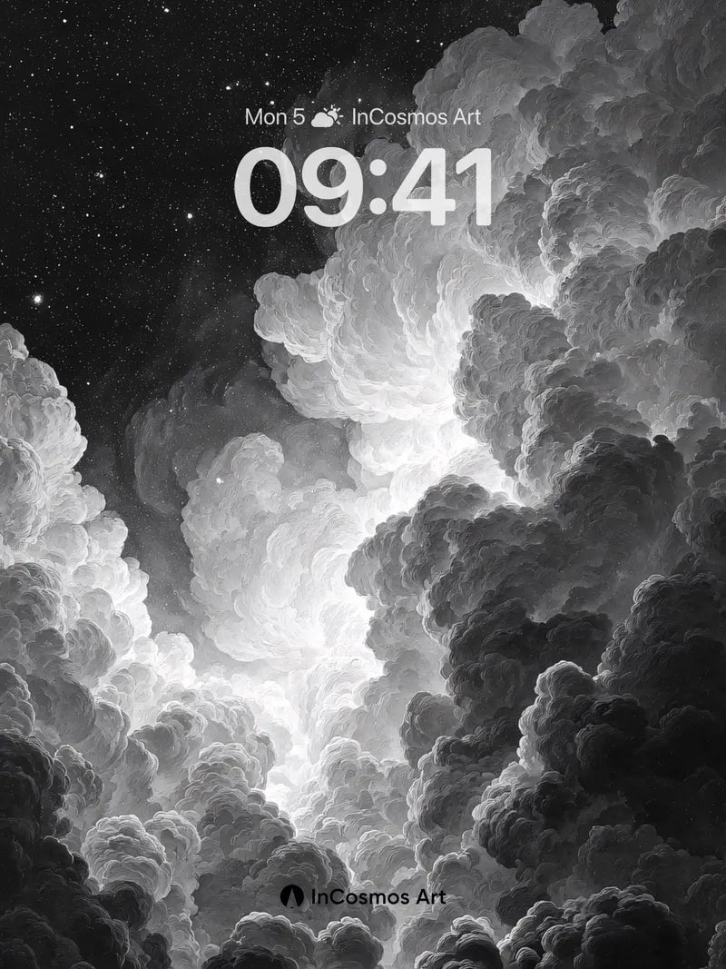 Monochrome Nebula Wallpaper with Starlit Haze